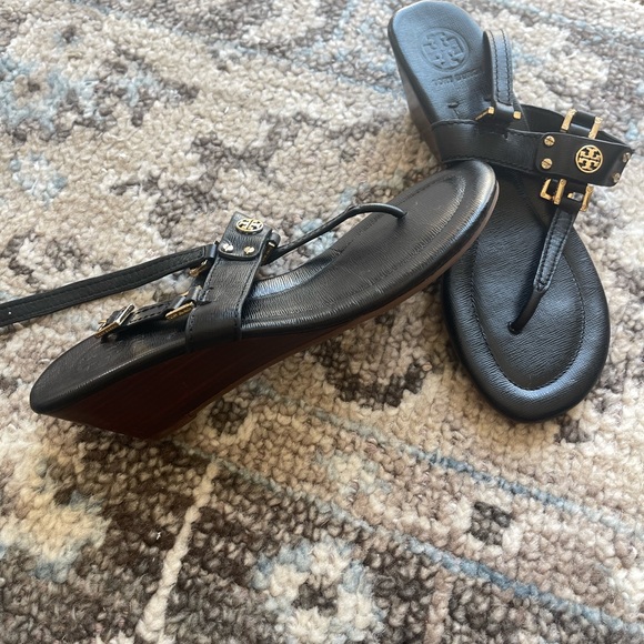 Tory Burch Leather Wedge Sandals - Picture 2 of 3
